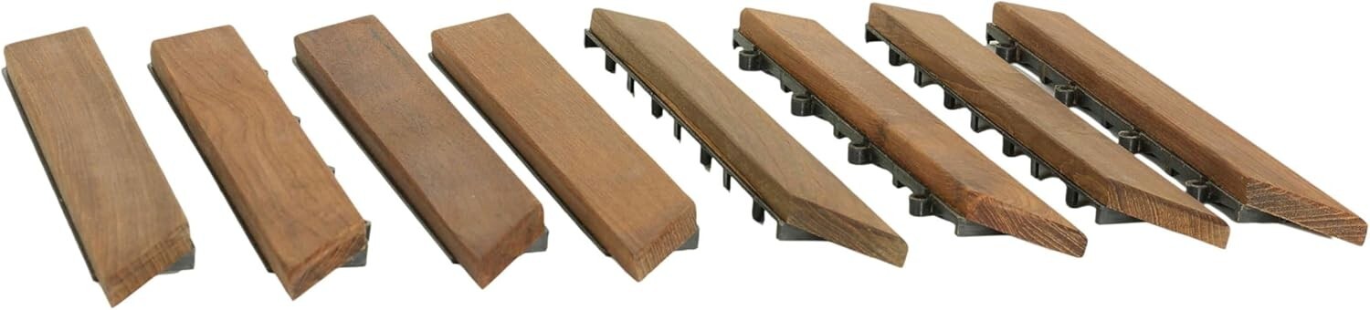Bare Decor EZ-Floor 8 Corner Trim Piece Interlocking Flooring Solid Teak Wood
