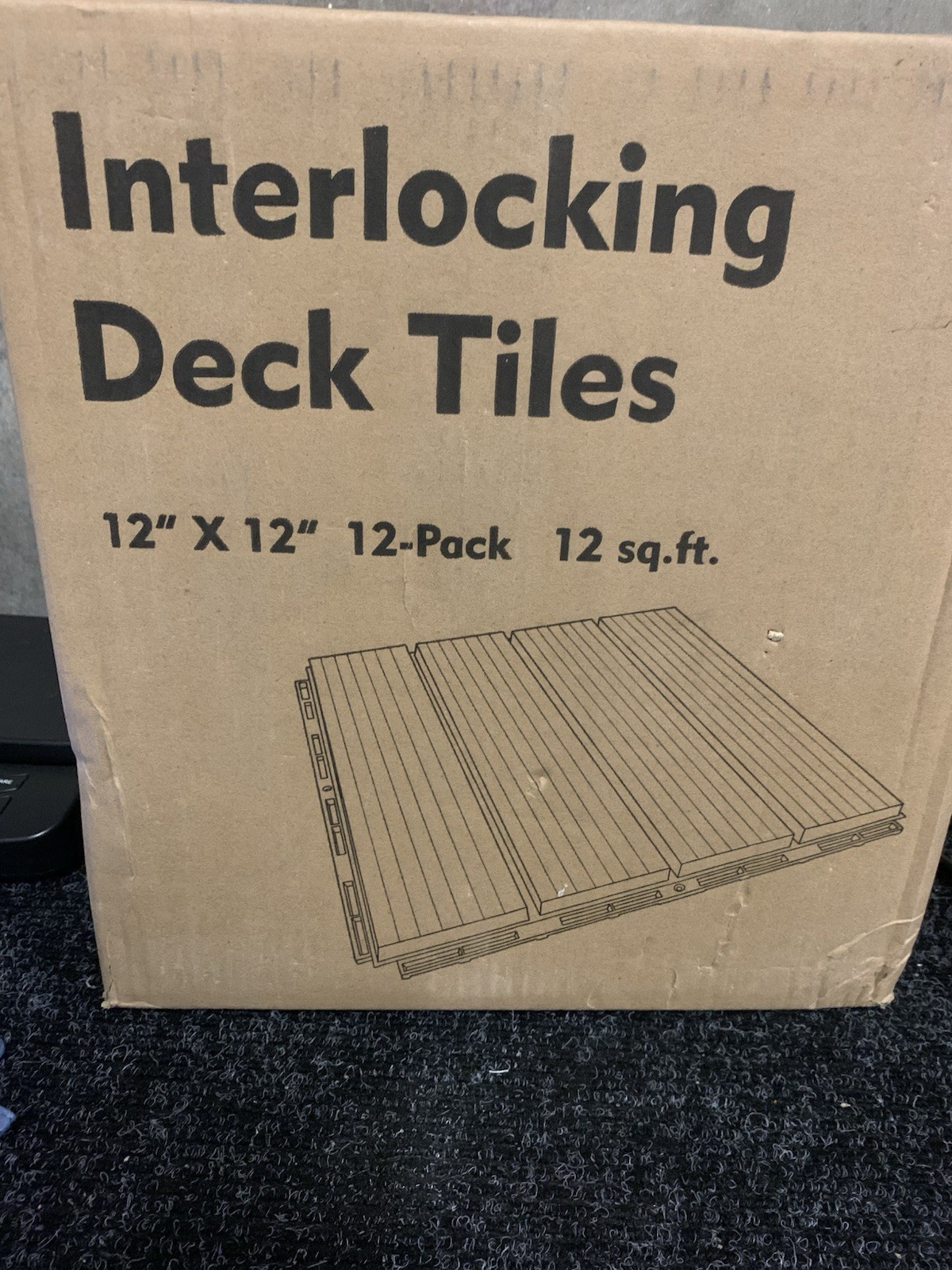 Interlocking deck tiles gray 12 inch X 12 inch 12 pack square 12 ft.²