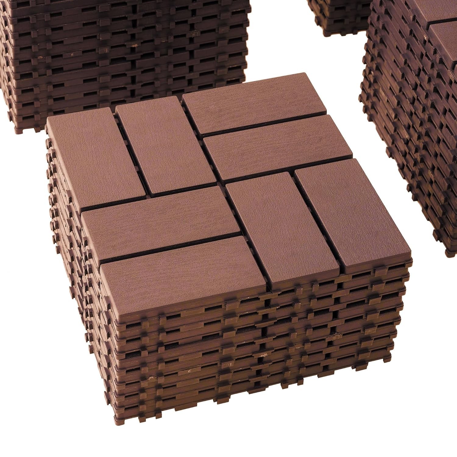 Plastic Interlocking Deck Tiles 44 PCS 12×12 Inches Waterproof Outdoor Patio