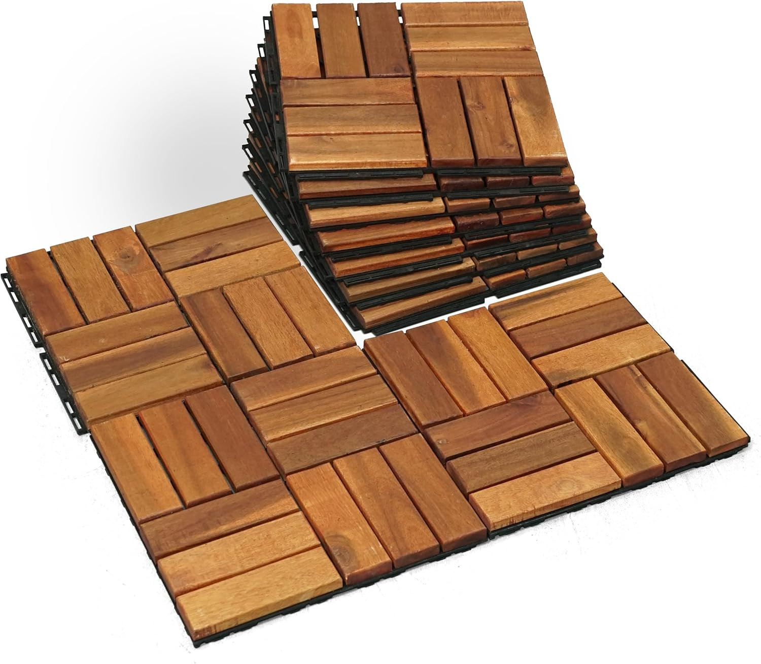 Wood Interlocking Deck Tiles – 12″X12″ Indoor & Outdoor Flooring Tiles for Balco