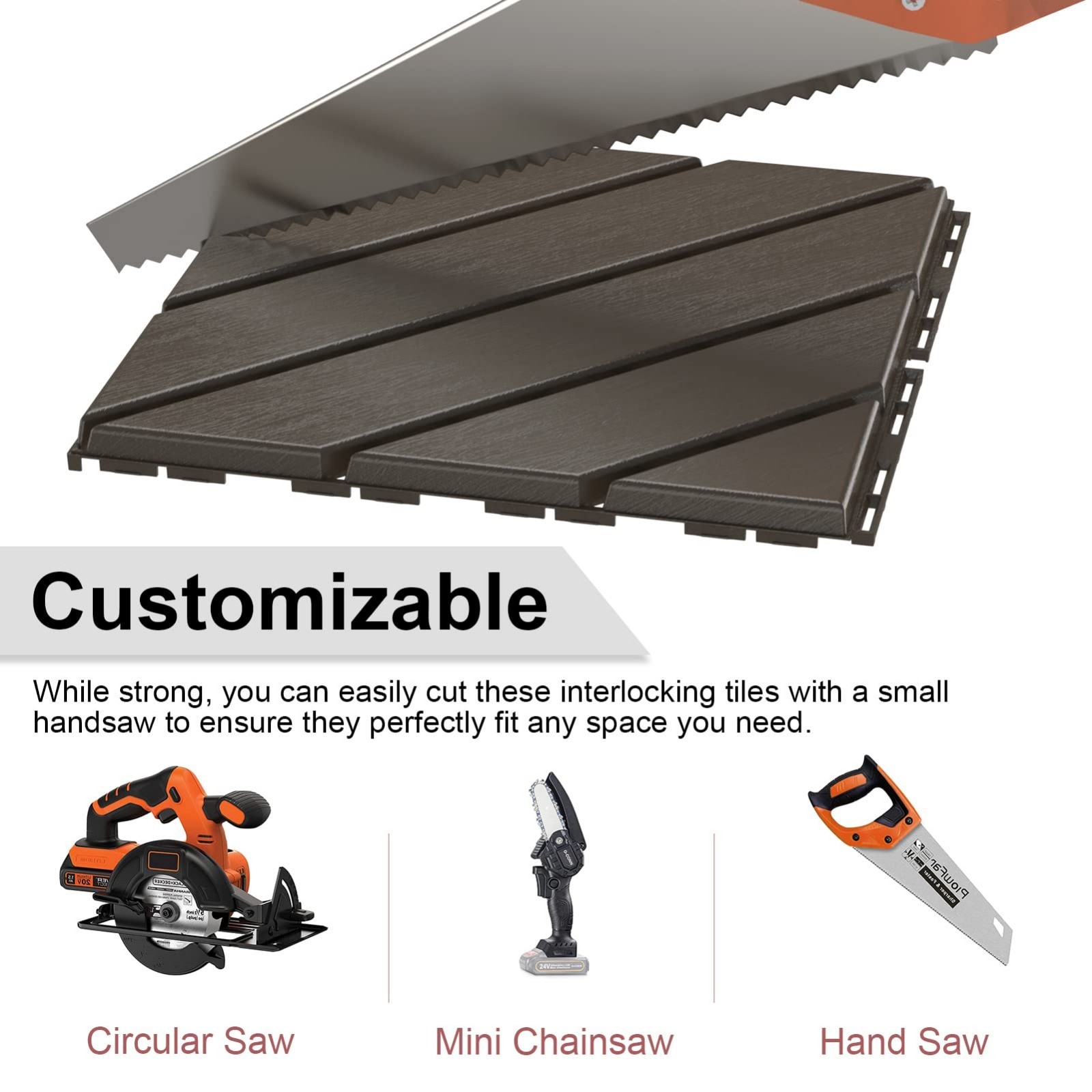 9 Pack Interlocking Deck Tiles 12″x12″ Heavy Duty Outdoor Flooring, Waterproof N