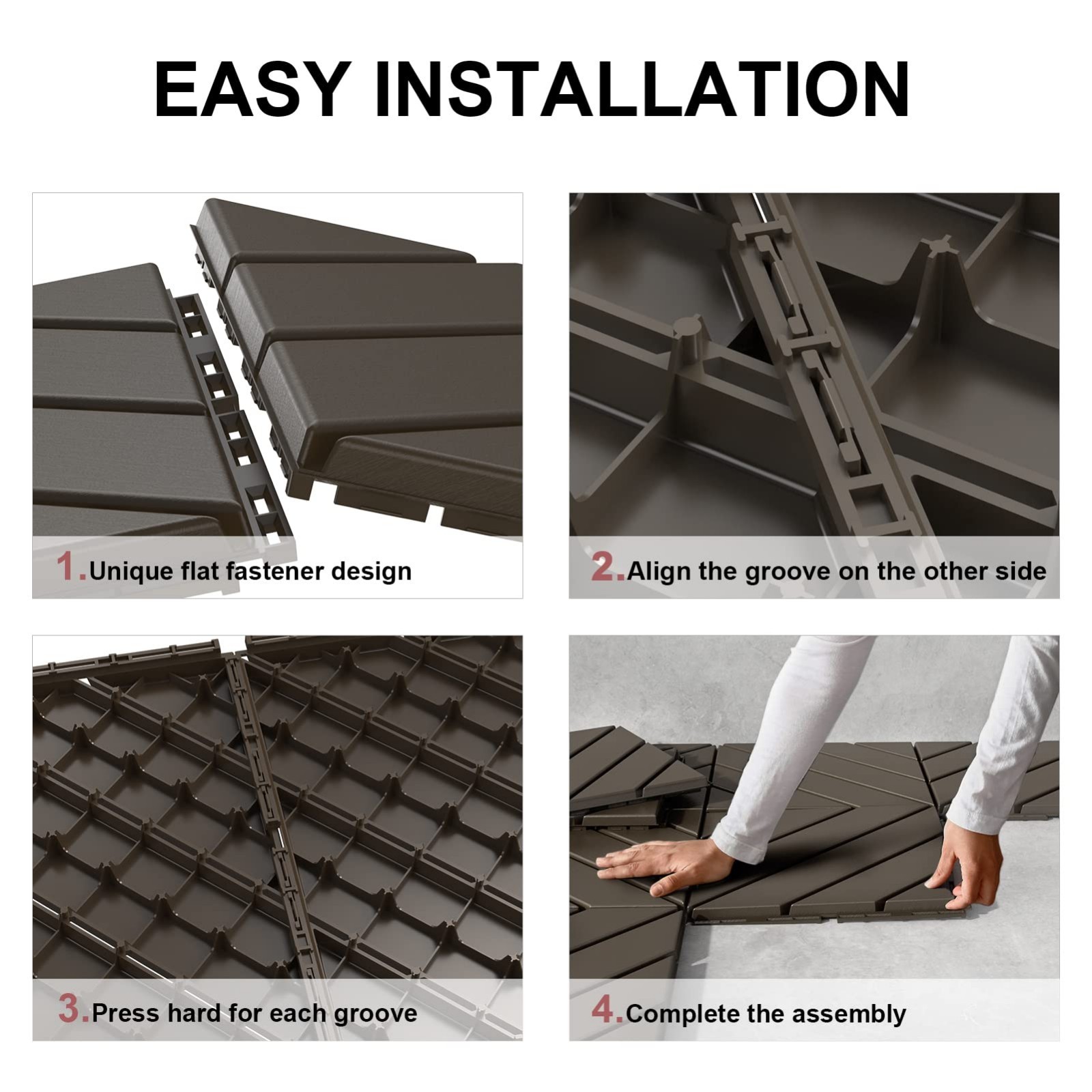 9 Pack Interlocking Deck Tiles 12″x12″ Heavy Duty Outdoor Flooring, Waterproof N