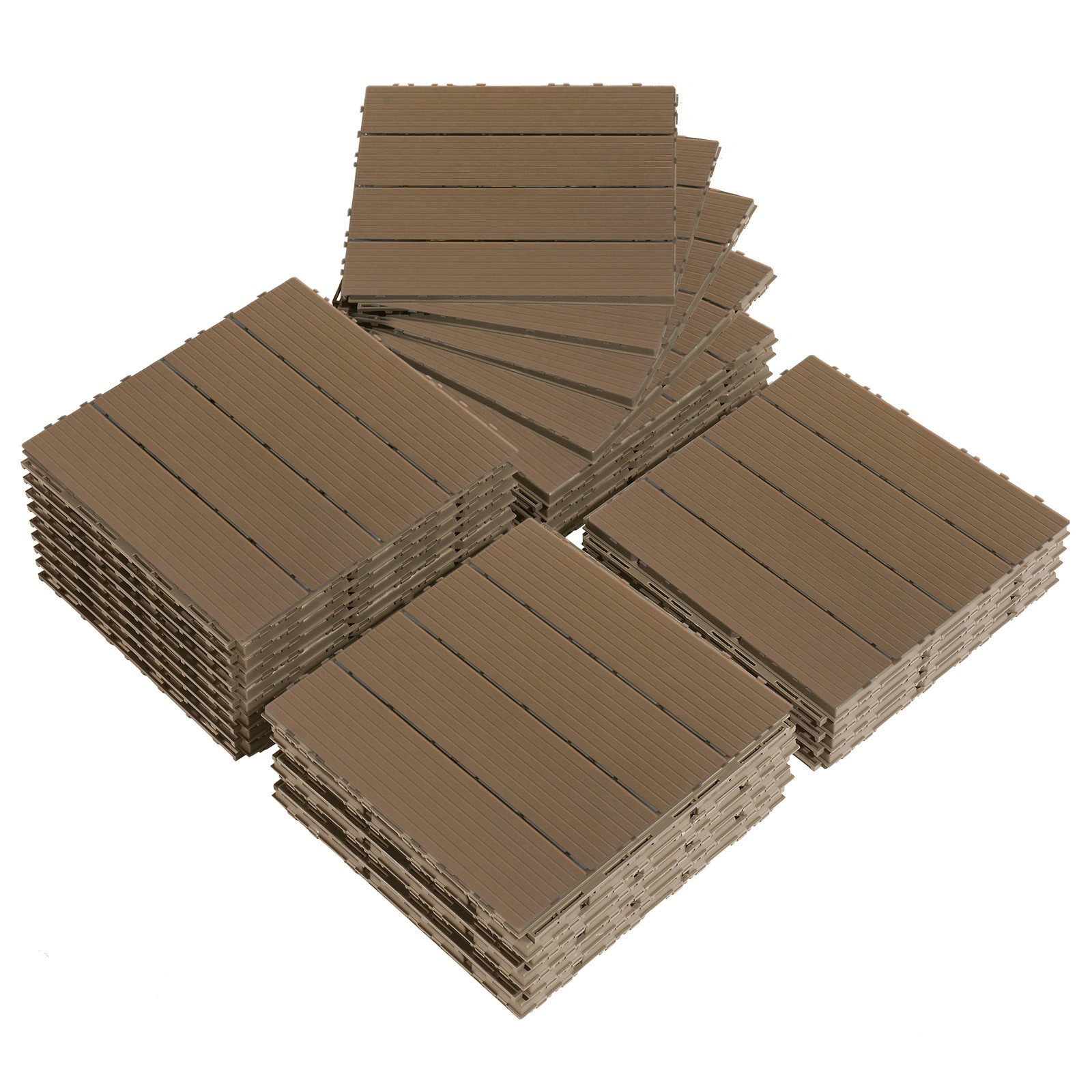 27Pcs Plastic Patio Deck Tiles 11″ x 11″ Interlocking Flooring Indoor & Outdoor