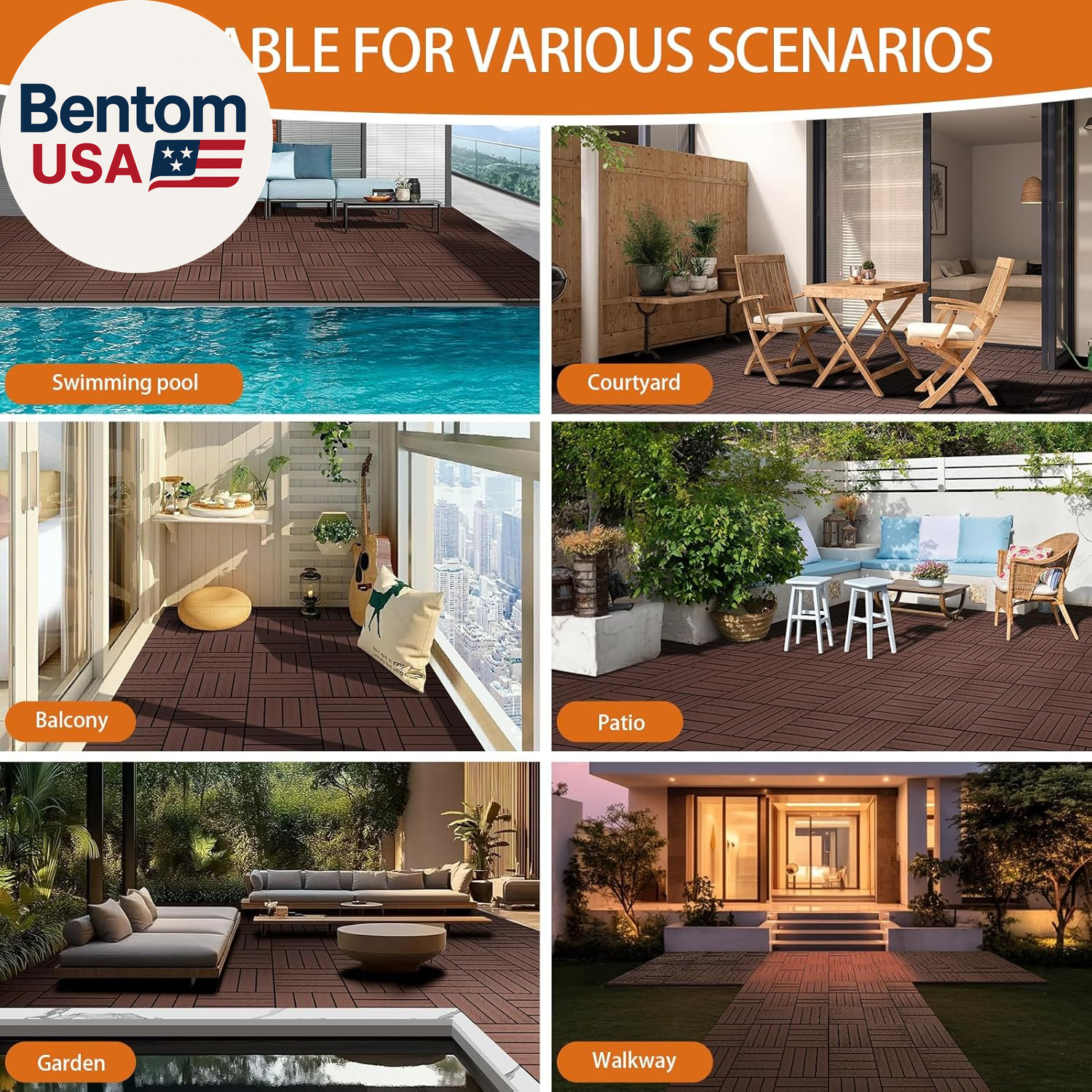 Polymer Composite Interlocking Deck Tiles Outdoor,12X12 Thick Composite Patio Fl