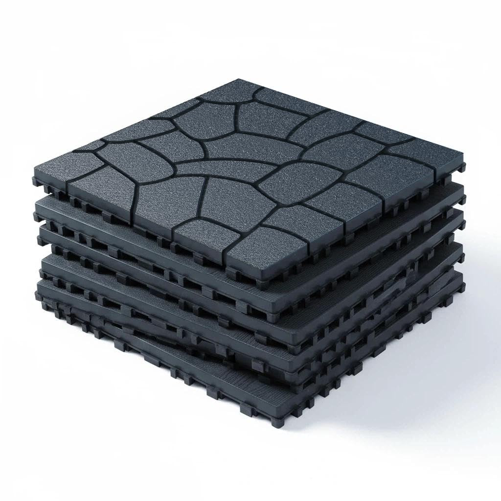 Interlocking Deck Tiles 44 Pack, Plastic Outdoor Deck Tiles for Patio, 12″X12″ W