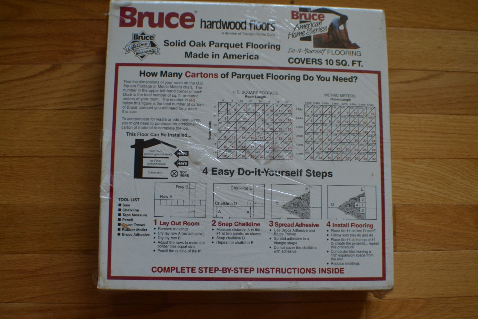 Bruce NOS. AHS-100. Oak Parquet Flooring 10 Sq Ft Box. Desert. (Light Natural)