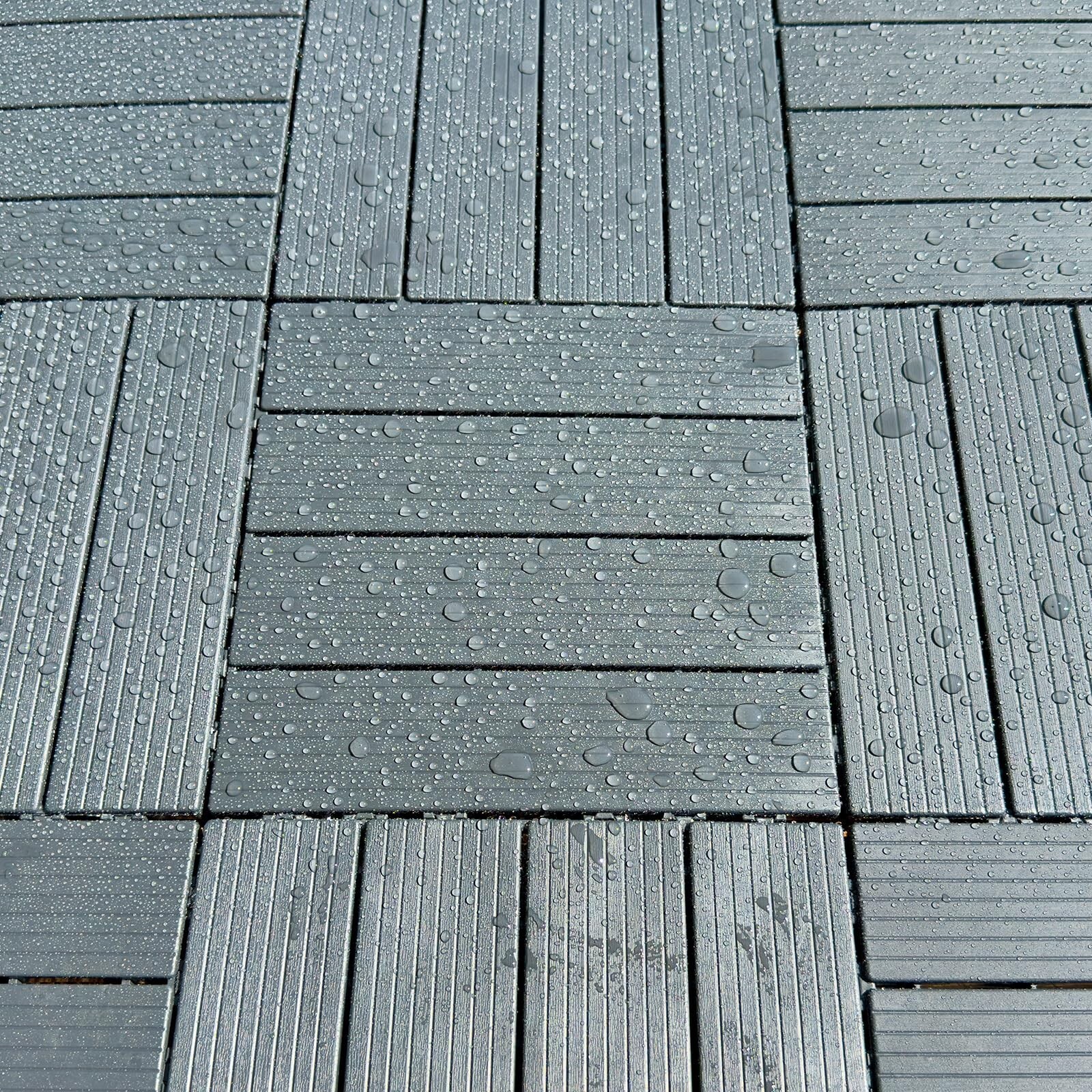9 Pack Plastic Interlocking Deck Tiles, Patio Deck Tiles Waterproof Outdoor F…