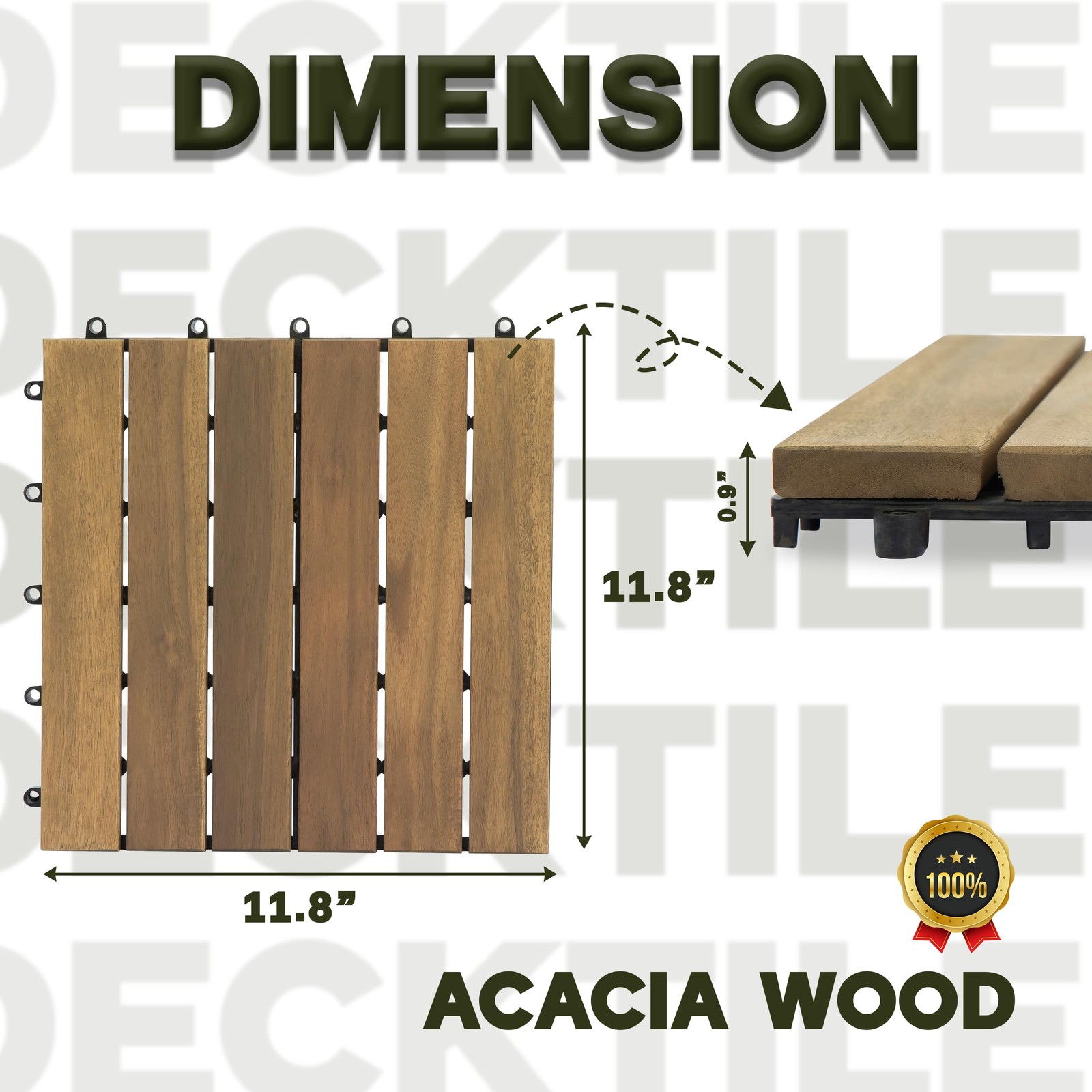 Acacia Wood Decking Tiles 9PCS – Easy Snap Interlocking Deck Tiles for Patio Poo