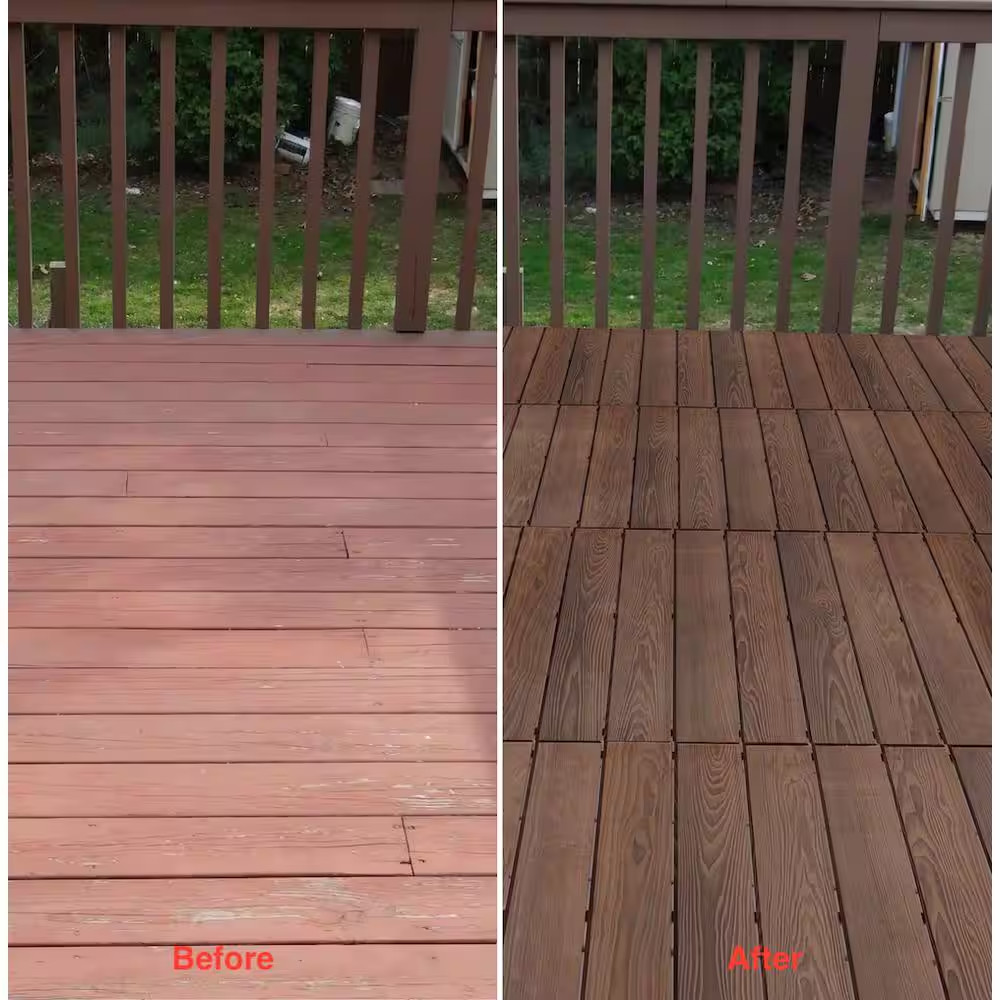 Roll Deck 4 Ft. X 32 In. Non-Slip Thermo-Treated Wood Deck Tile in Brown (1-Piec