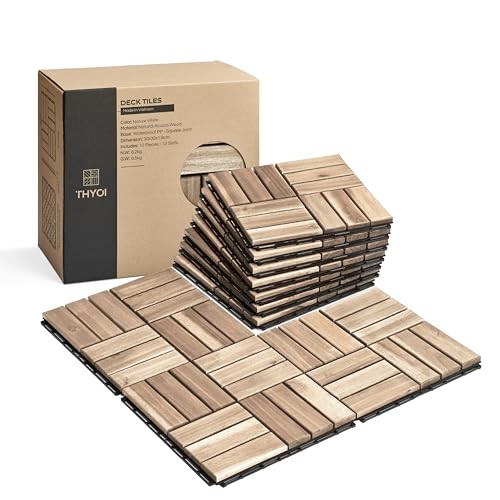 Deck Tiles, Patio Flooring – Outdoor Waterproof Set 10 Crossed Pattern White