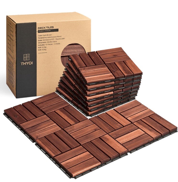 Interlocking Deck Tiles – 10PCS- 12×12, Patio Flooring Outdoor Waterproof Tiles