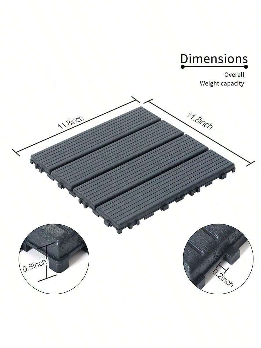 44 Pcs Plastic Interlocking Deck Tiles 12×12 Waterproof Outdoor Patio Floor New