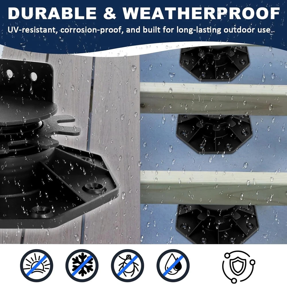 24 Pack Adjustable Deck Support Pedestal, Heavy Duty Deck Foundation Base, Heigh