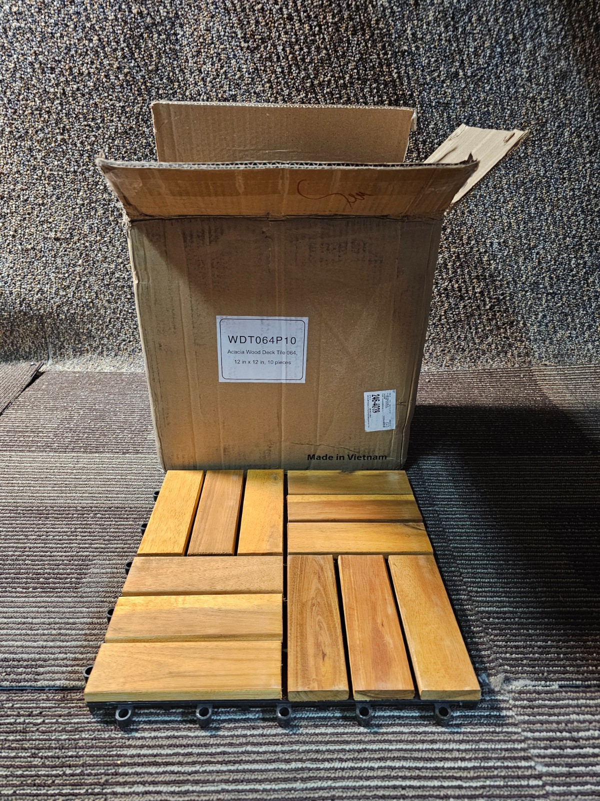 (QTY 10) 12″ x 12″ Acacia Wood Interlocking Flooring Tiles Deck Tile WDT064P10