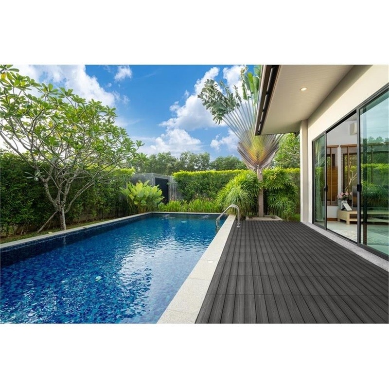 Interlocking Waterproof Deck Tiles Wood Composite Outdoor Patio Flooring 6 Pack