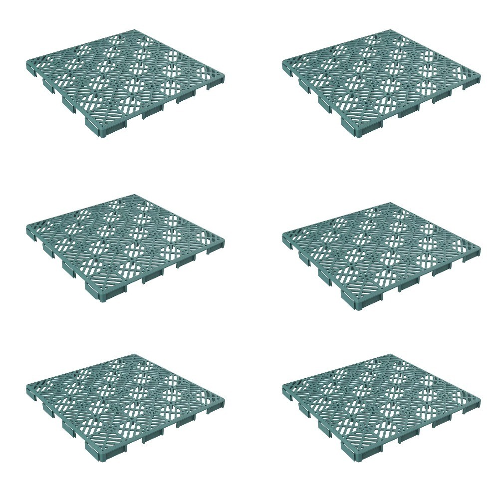 Green Interlocking Deck Tiles Set of 6 for Patio Balcony Floor Outdoor