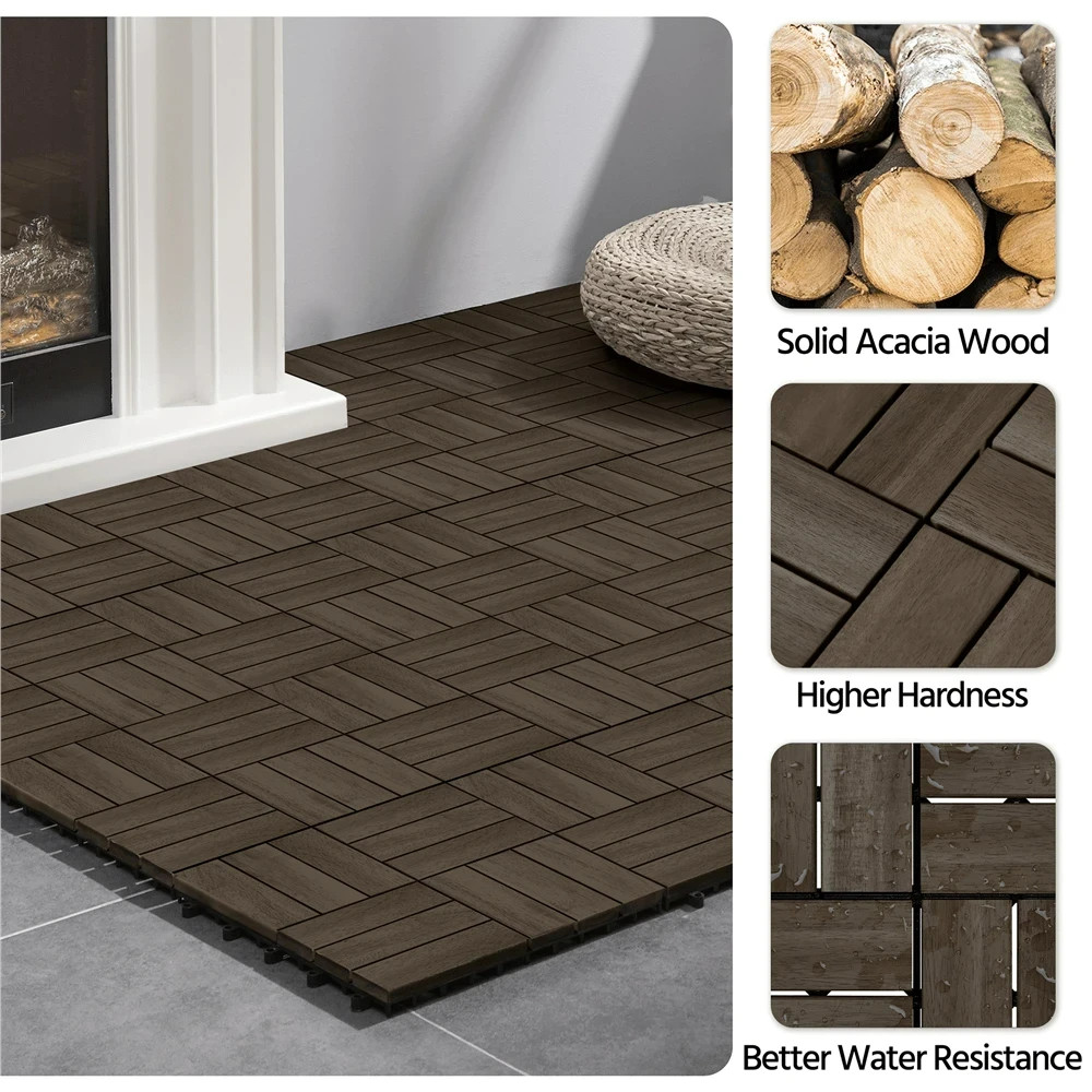 27pc Interlocking Deck Tiles Waterproof Wood Flooring Garden Patio