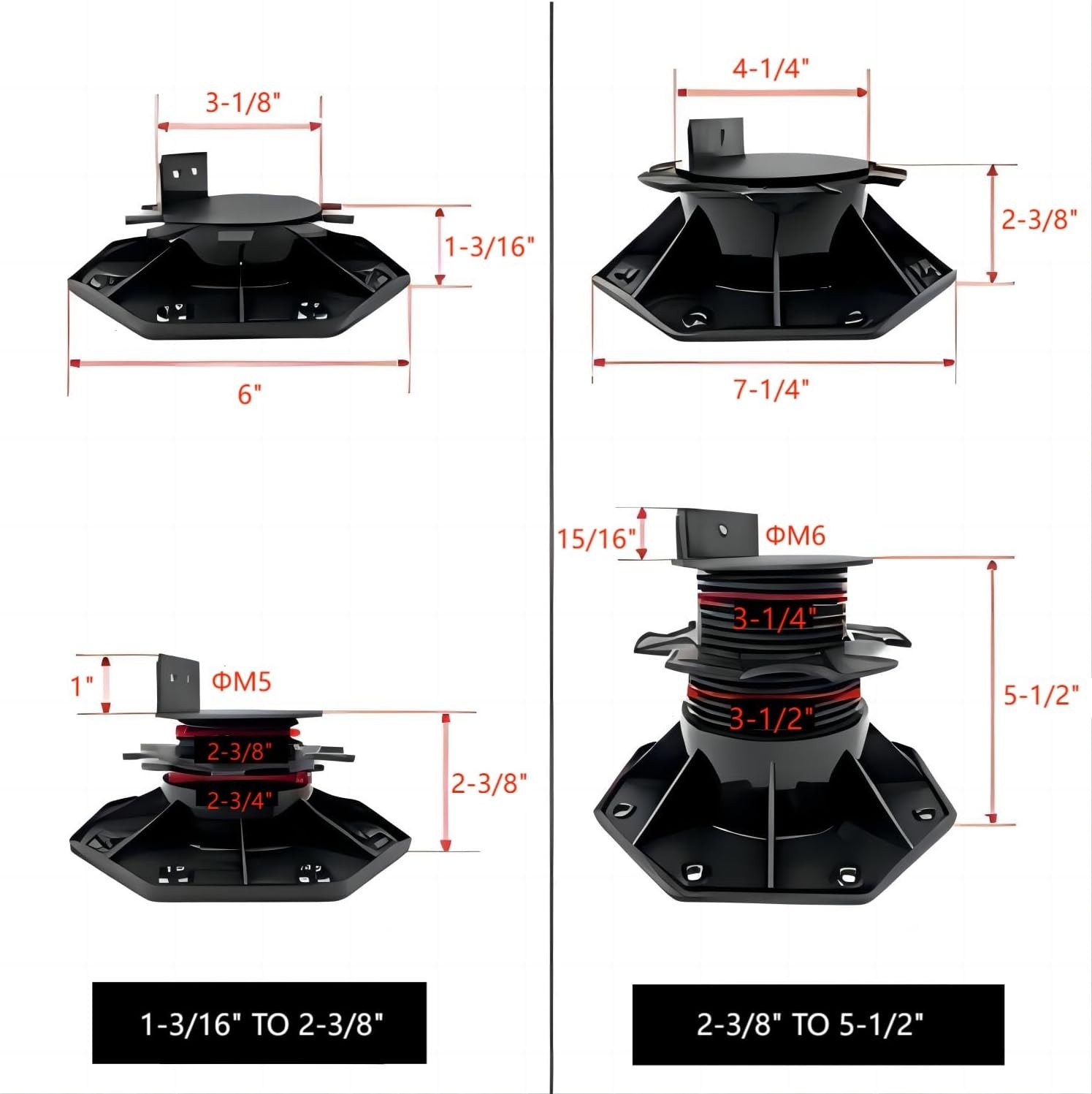 Heavy-Duty Adjustable Deck Support Pedestal Set – 12 Pieces for Custom Decking