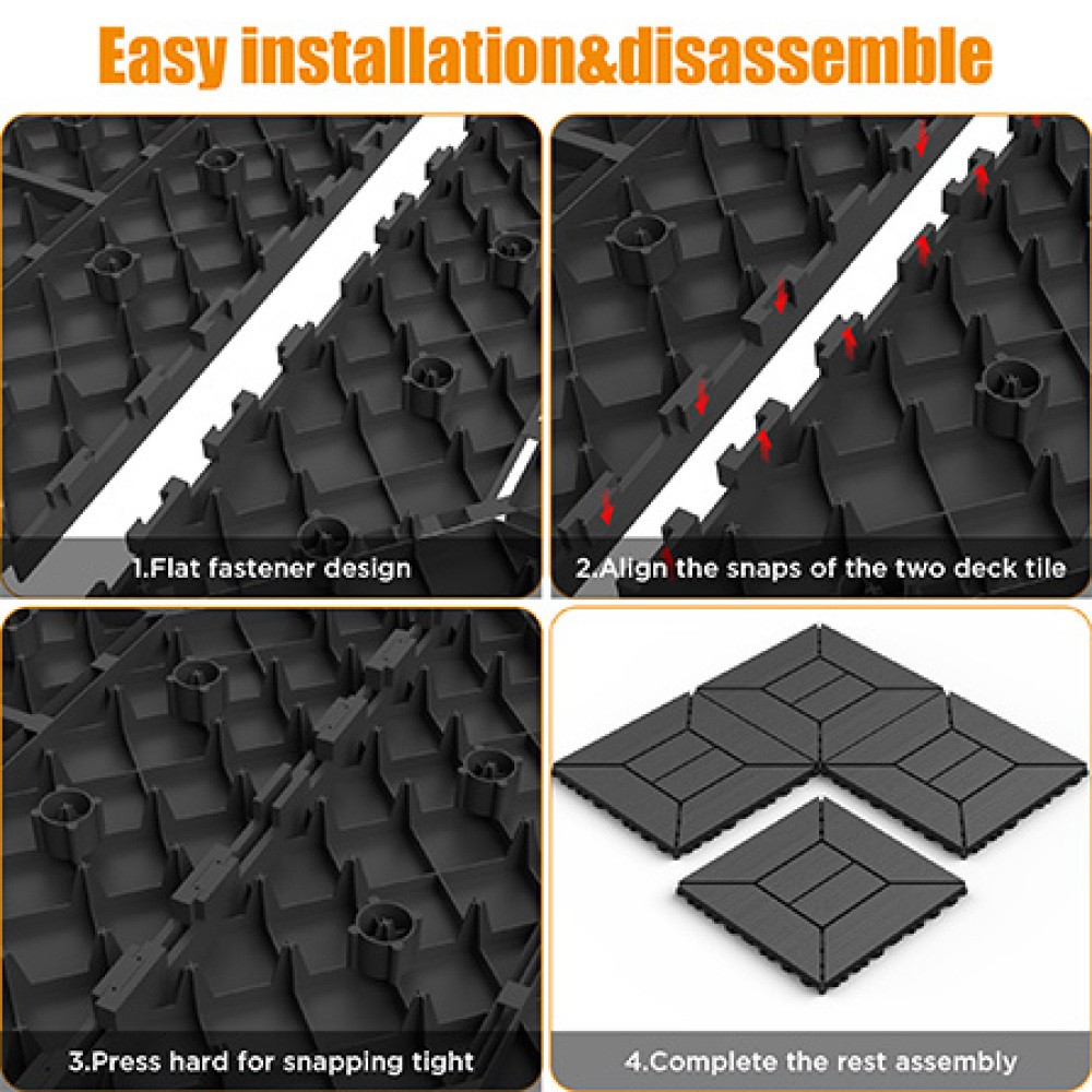 44x 12 Inch Balcony Deck Tiles, DIY Interlocking Deck Floor Tiles