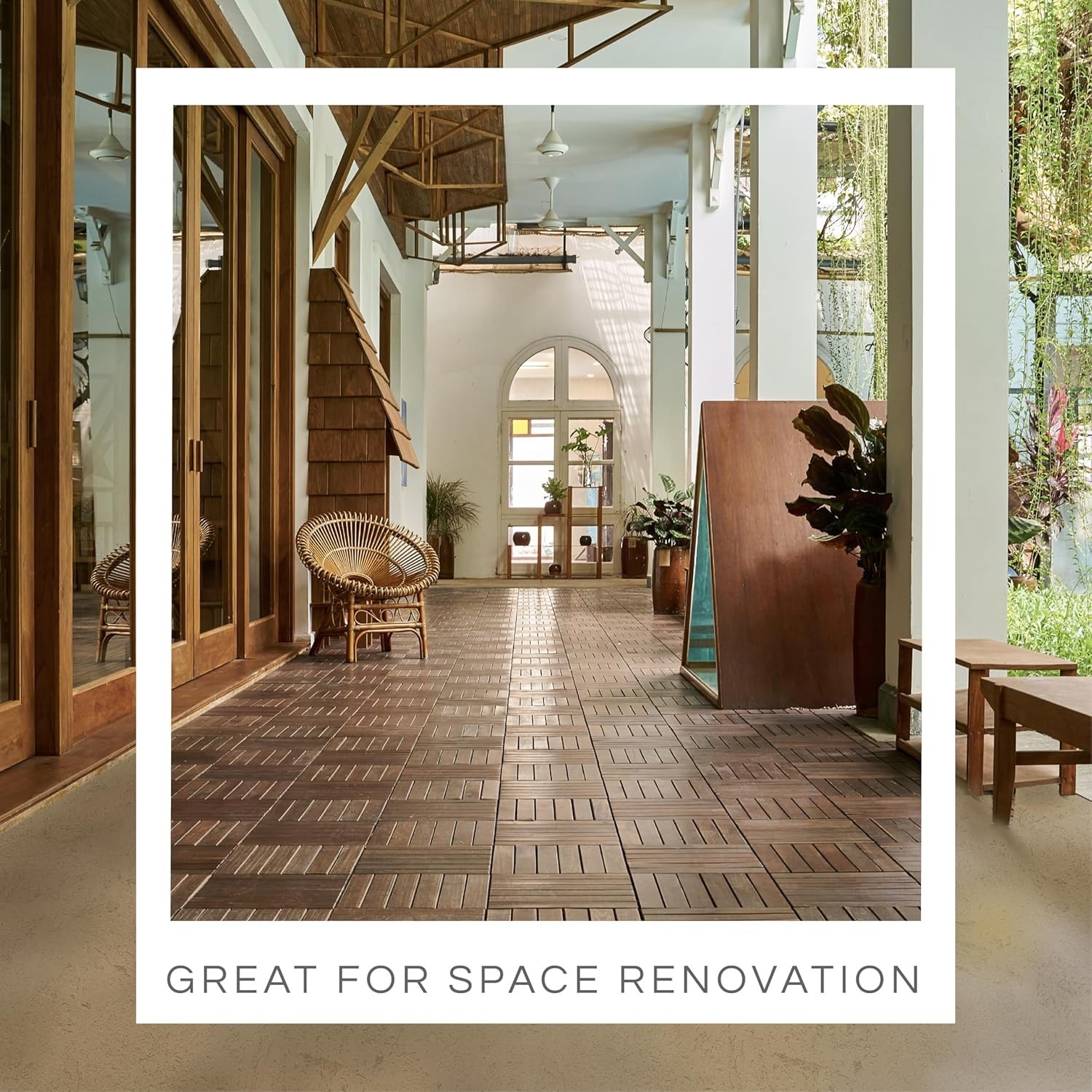 Deck Tiles, Patio Flooring – Outdoor Waterproof Acacia Wood Tiles for All Wea…