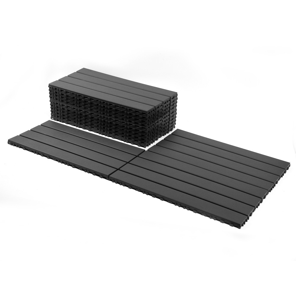 24 Pcs Dark Gray PP Interlocking Deck Tiles DIY Easy Install Indoor Outdoor