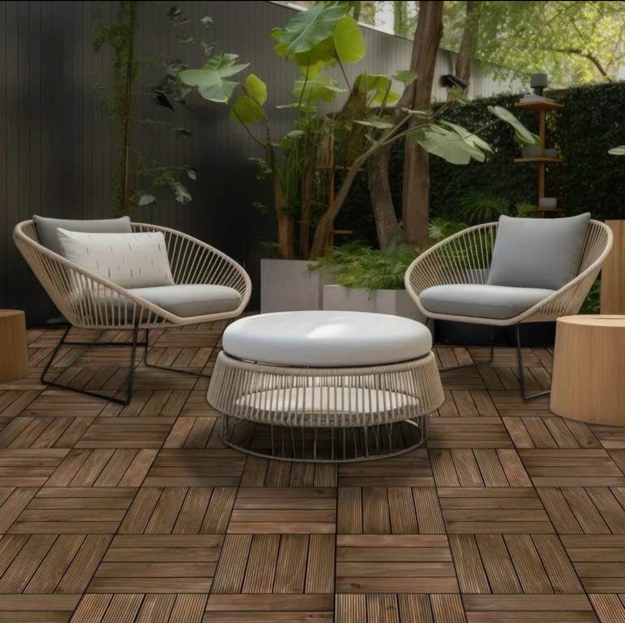 Outdoor/ Indoor Interlocking Wood Deck Tiles 27 Pcs- Royal Mahogany