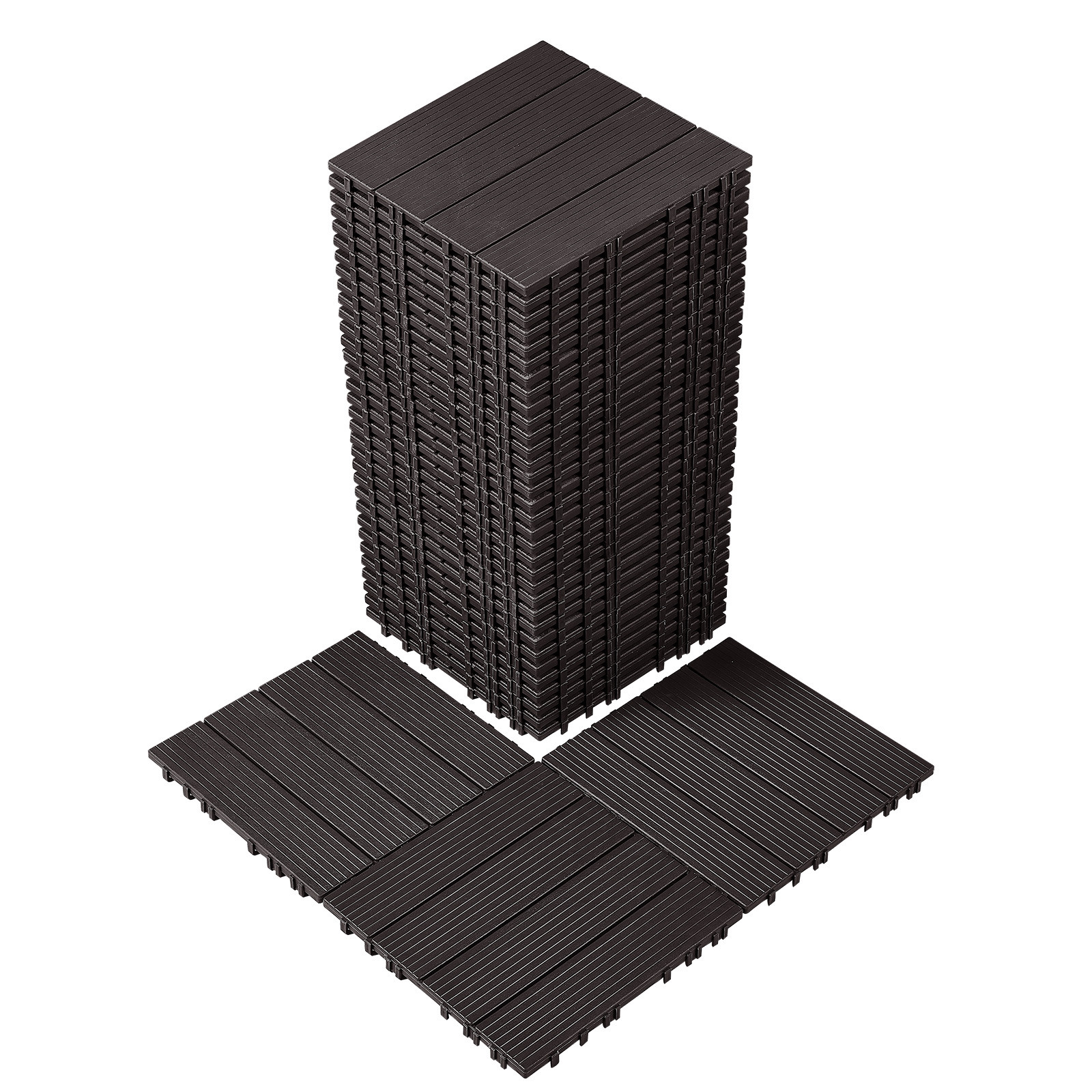 VEVOR Interlocking Deck Tiles 36 Pk 11.6″x11.6″ Waterproof for Porch Dark Brown
