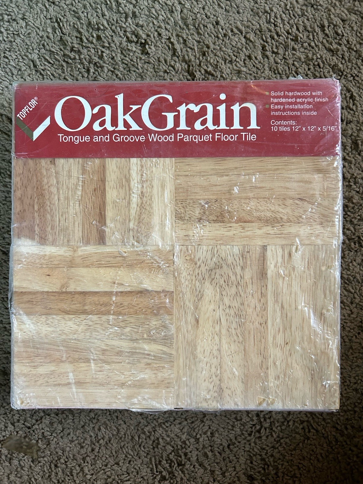 Topflor Oakgrain 12×12 Parquet Hardwood Tile Flooring (10 Tiles/Package) NEW!