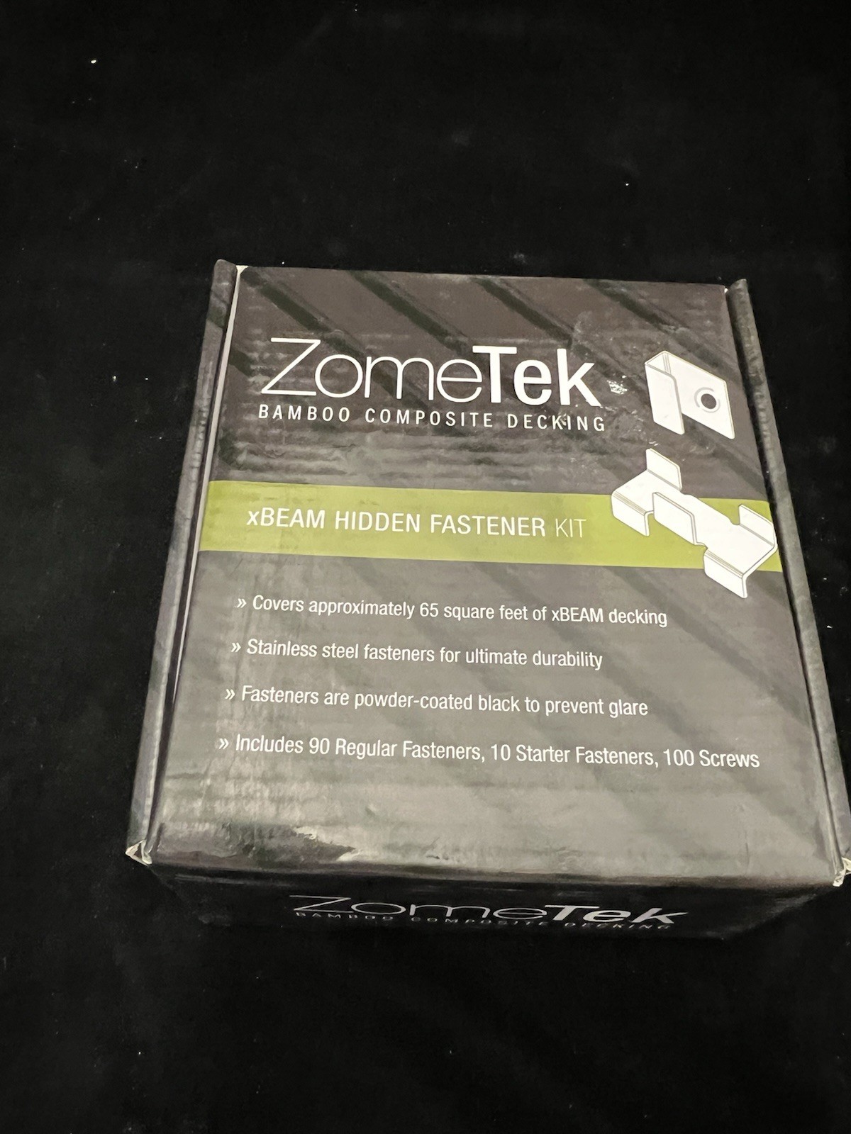ZomeTek Bamboo Composite Deck Hidden Fasteners Black Complete Box