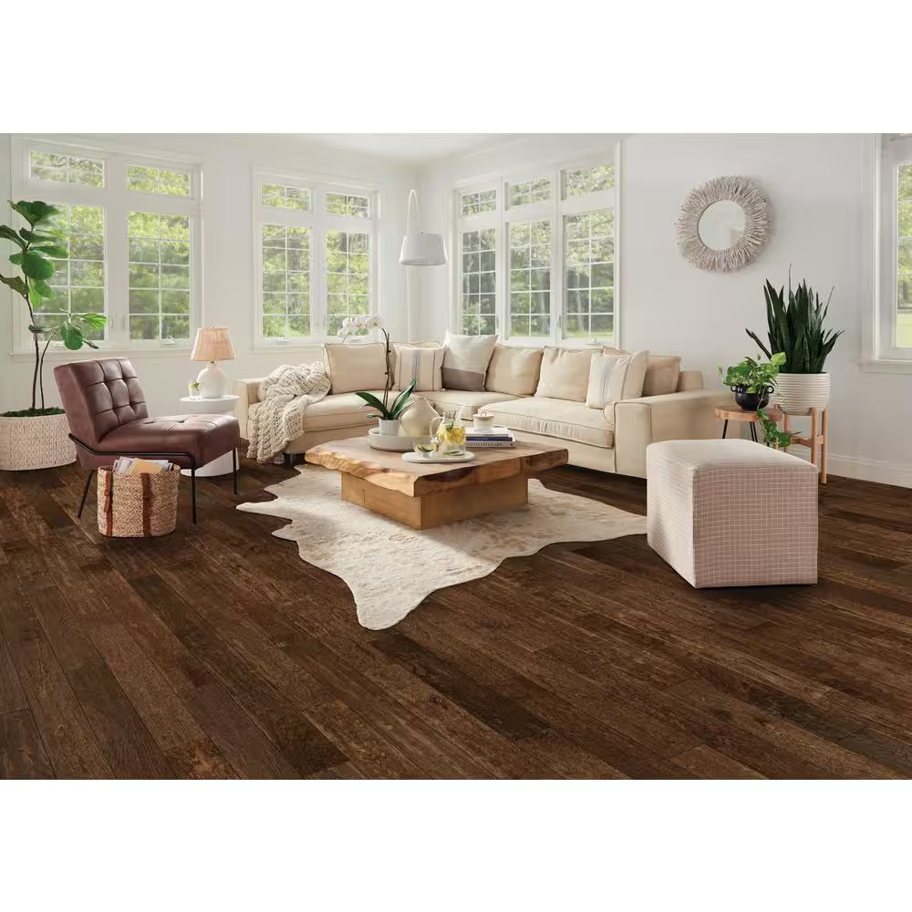American Vintage Mocha Oak 3/4 In. T X 5 In. W Scraped Solid Hardwood Flooring (