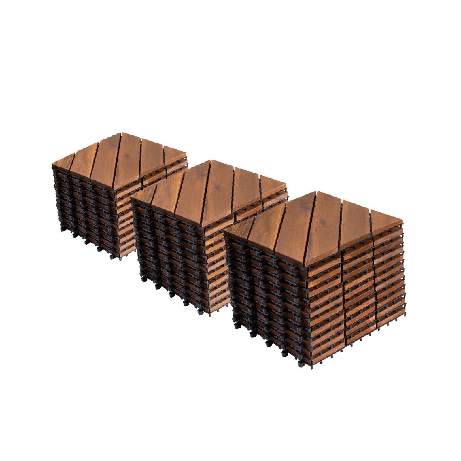 27 Interlocking Patio Deck Tiles, 12×12 Acacia Wood, Waterproof Outdoor Flooring