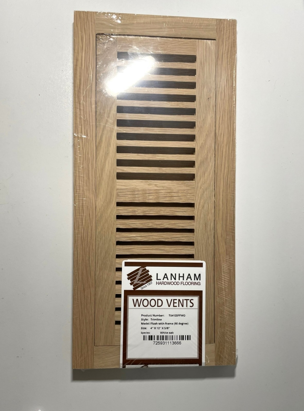 White Oak Wood Vent by Lanham Hardwood Flooring – 4″ wide x 12″ long – NEW