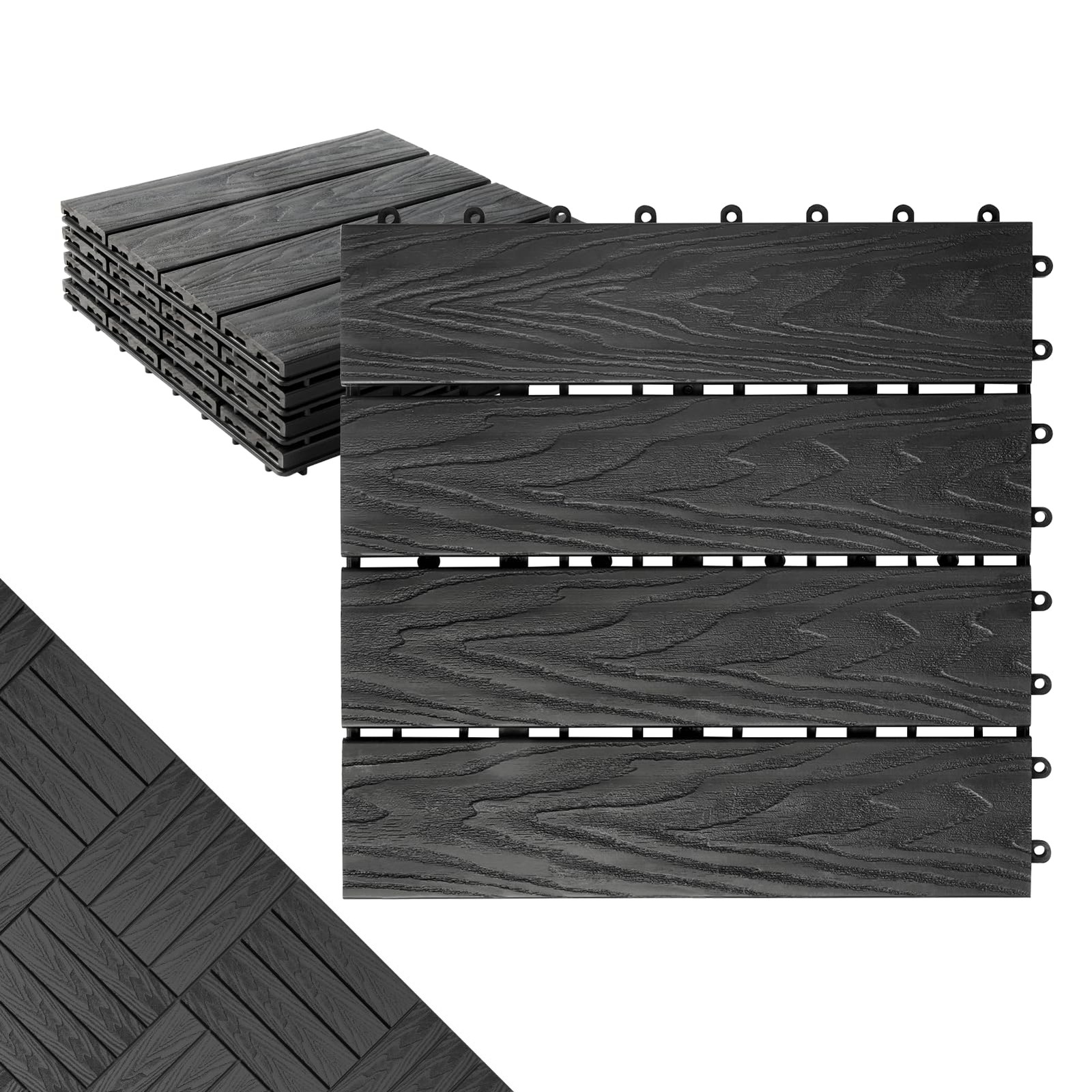 Polymer Composite Interlocking Deck Tiles Outdoor,12×12 Thick Composite Patio…