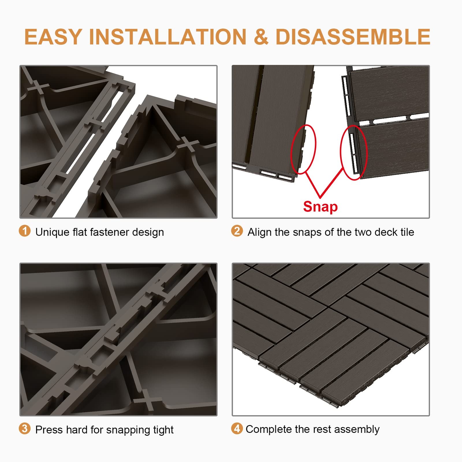Goovilla Plastic Interlocking Deck Tiles, 9 Pack Balcony Flooring, 12″x12″ Wa…