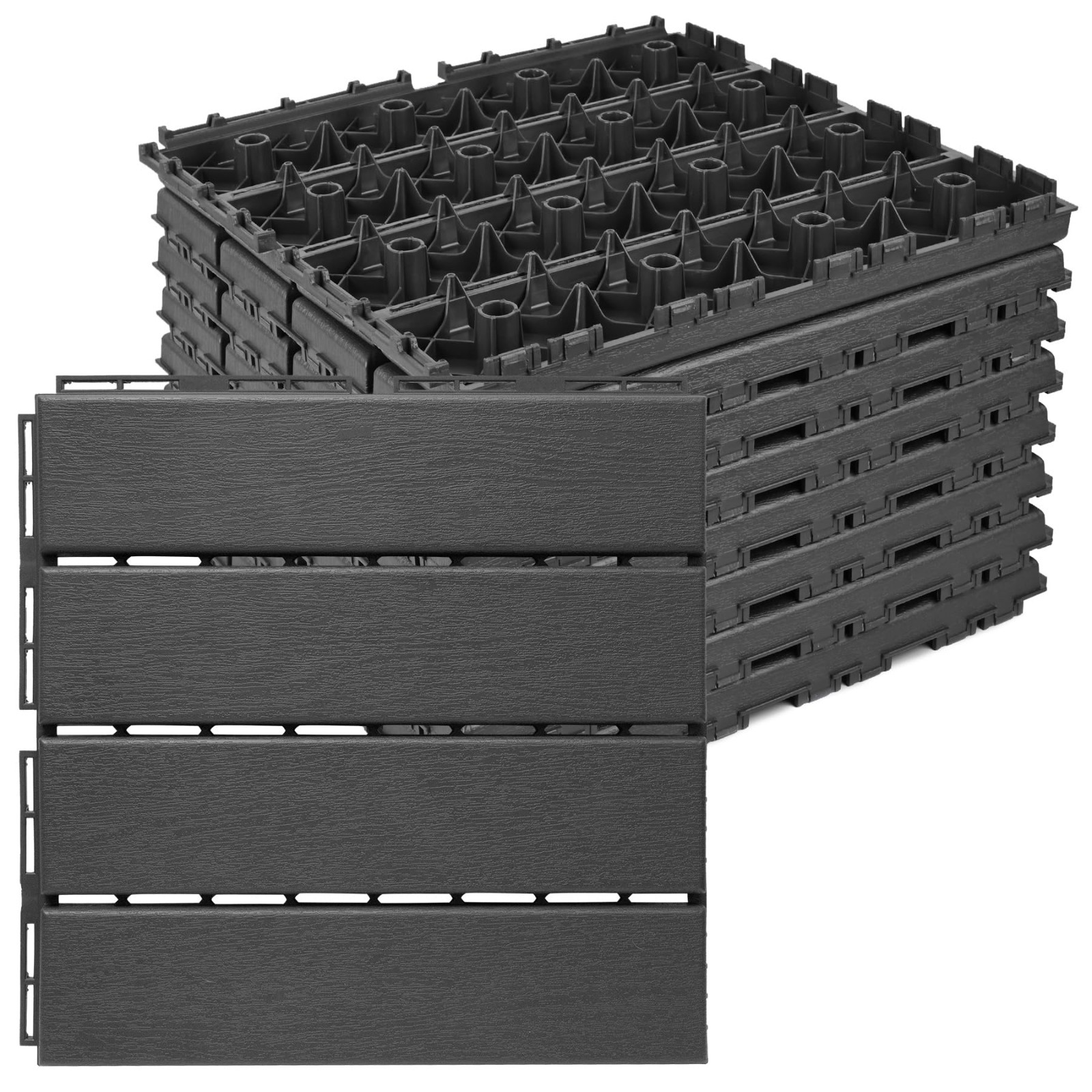 Interlocking Deck Tiles 9 Pack 12″x12″ Waterproof Composite Flooring for Patio,