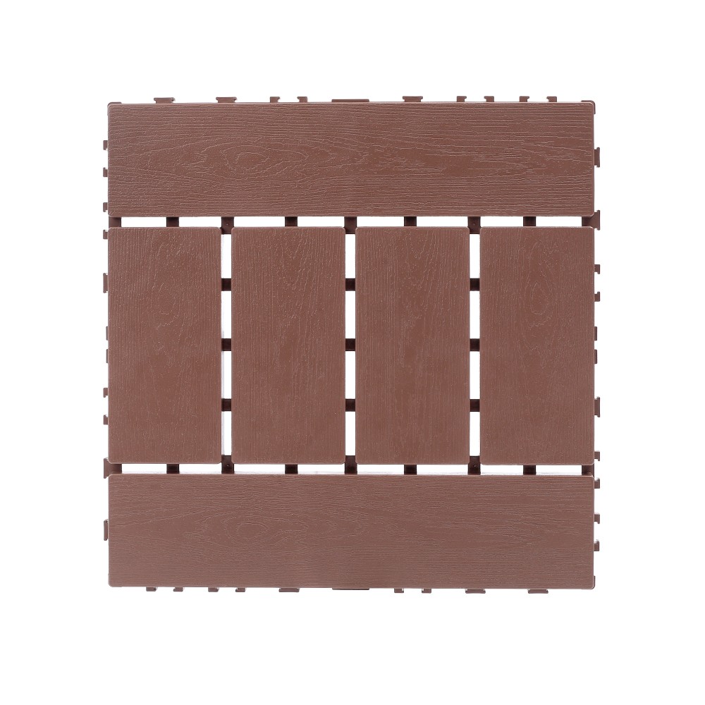 44 Pcs + Brown PP Floor Tiles for Indoor Outdoor Balcony Patio Poolside Backyard