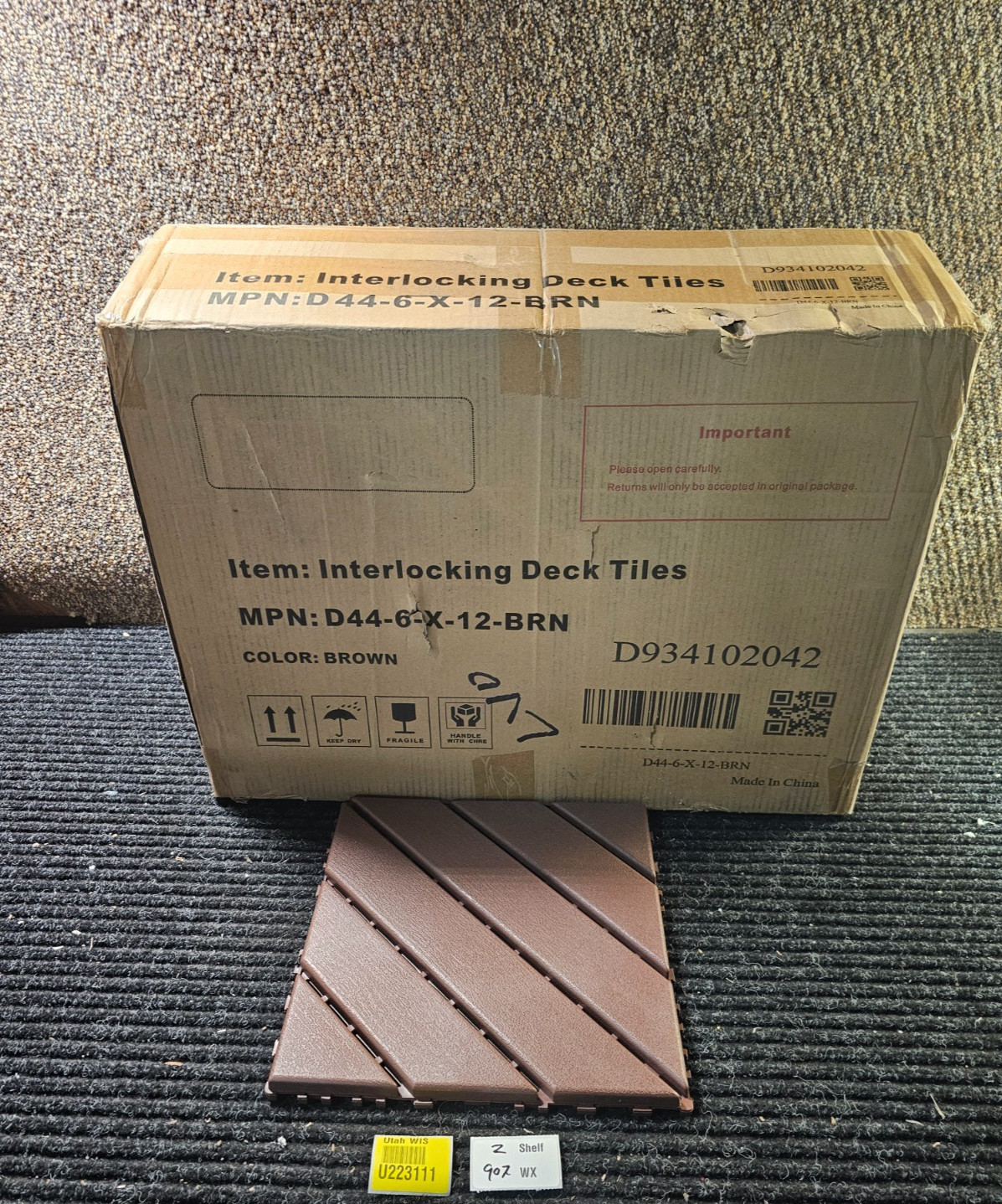 (QTY 44) Interlocking Deck Tiles, 12″X12″ Waterproof Outdoor Flooring for Patio