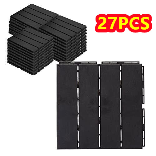 27pcs Deck Patio Tile Interlocking Wood Flooring Pavers Tiles Outdoor 12”x 12”