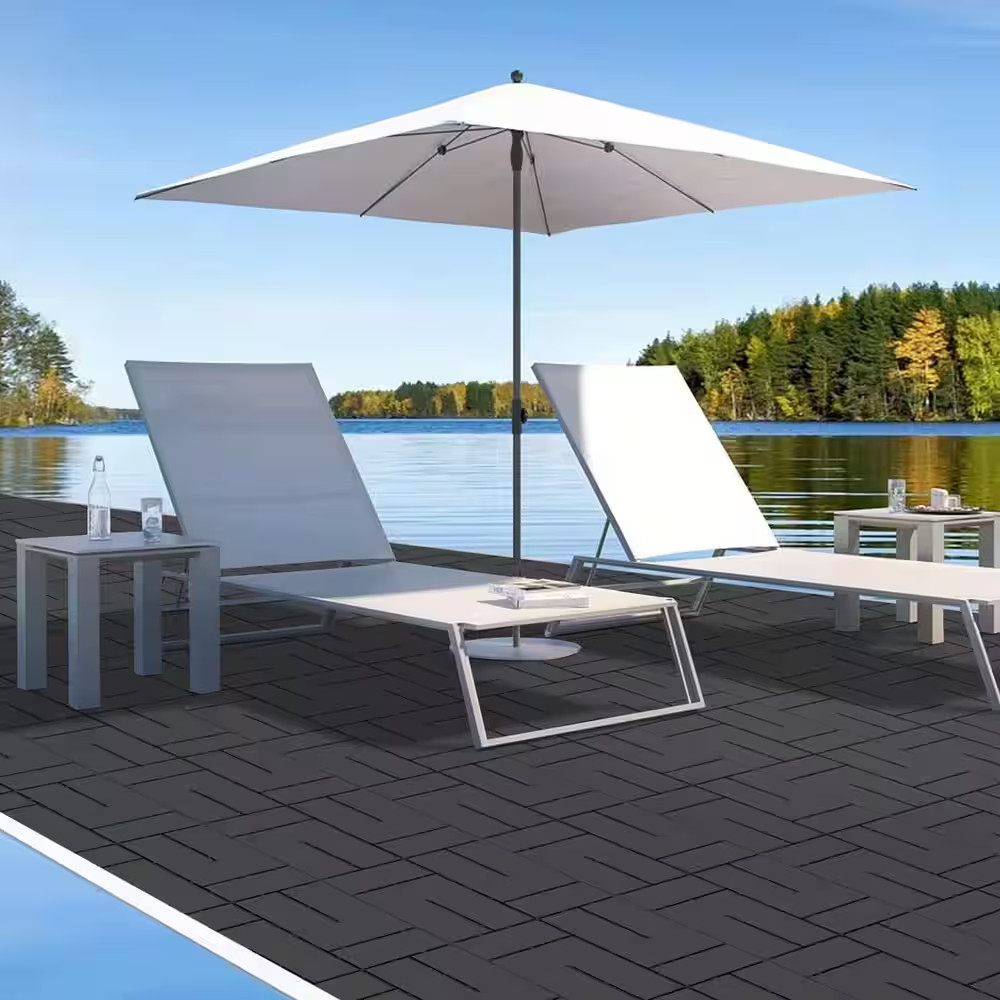 Dark Grey Plastic [12″X12″] X [0. 75In] Deck Tiles, 9 Tiles/Case (9 Sq. Ft. )