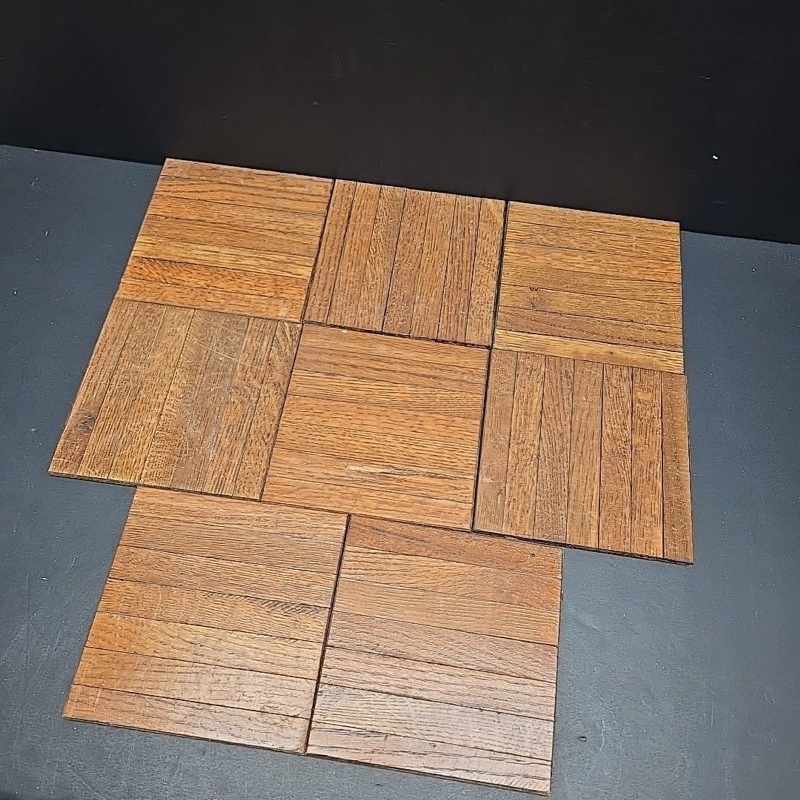 VTG Reclaimed 6″x6″ Oak Parquet 1 Floor Tile 5/16″ MCM Repair Craft Wood