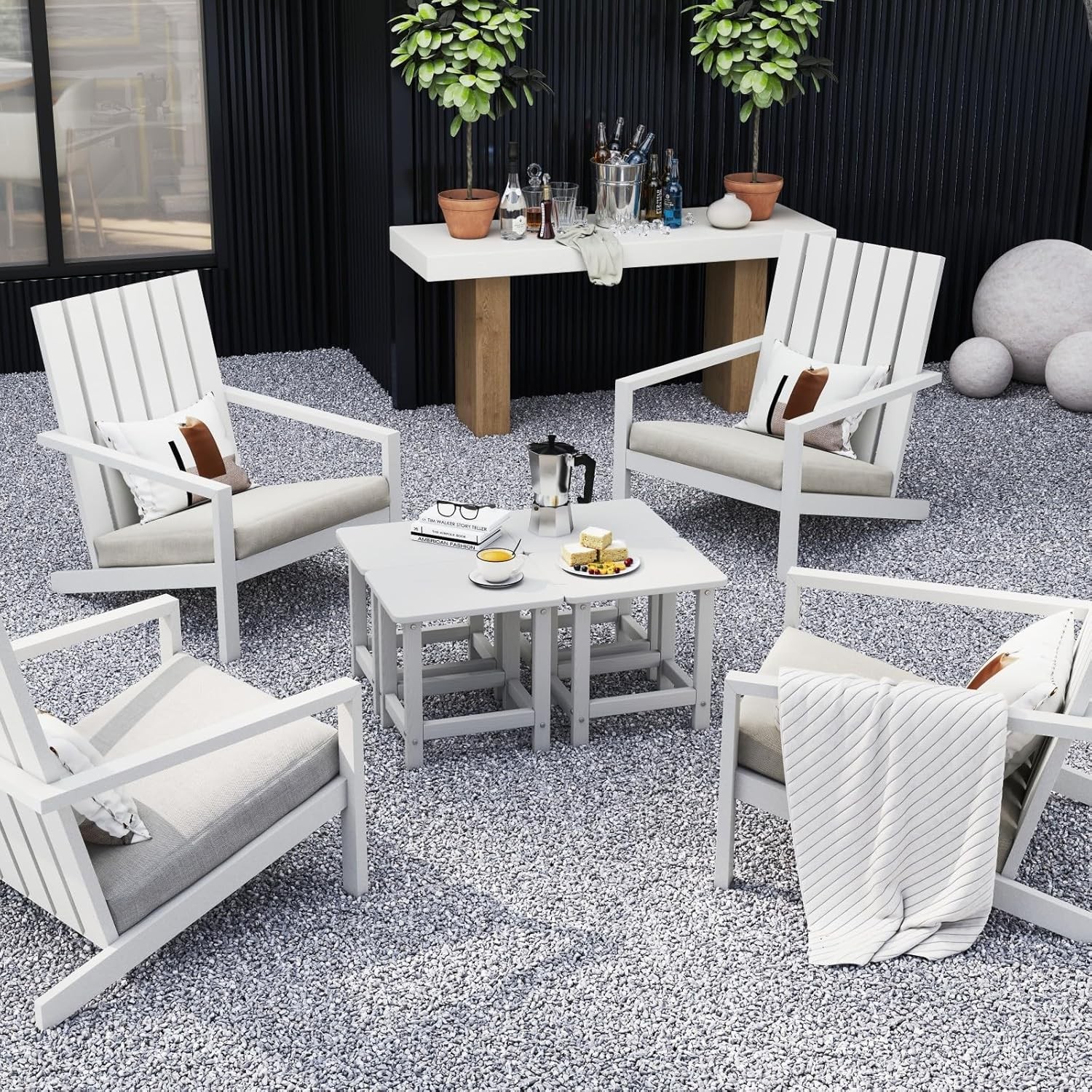 Weatherproof Outdoor Side Table HDPE Small Outdoor Table Adirondack 16.6-Inch