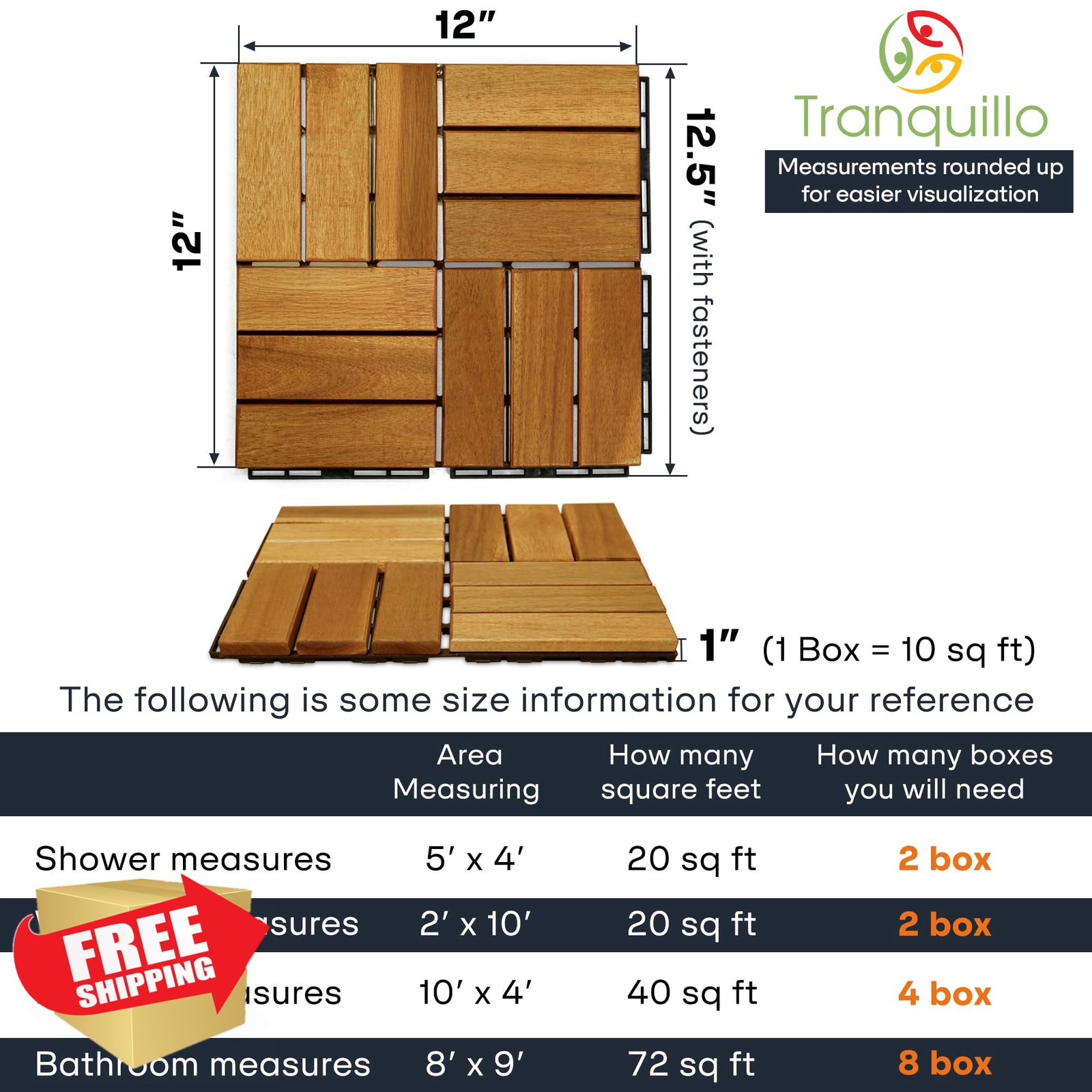 Tranquillo 10 sq ft golden crossed deck tiles