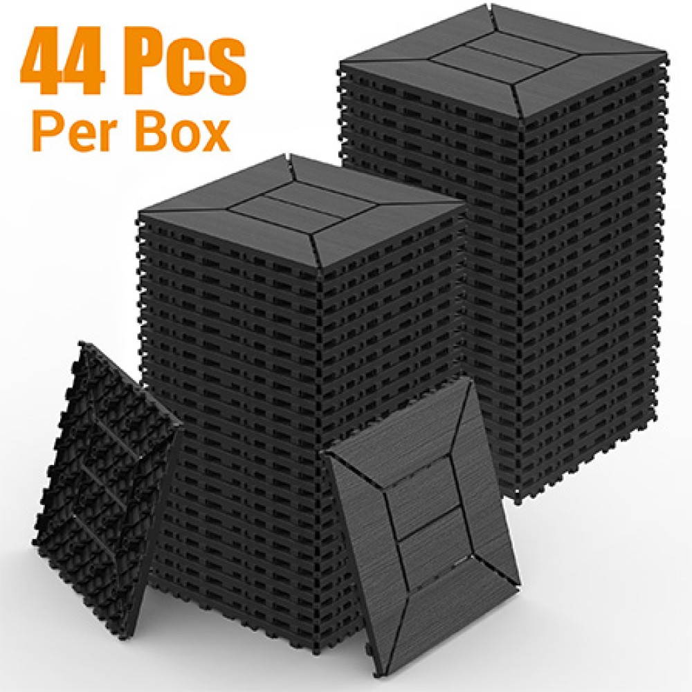 44x 12 Inch Balcony Deck Tiles, DIY Interlocking Deck Floor Tiles