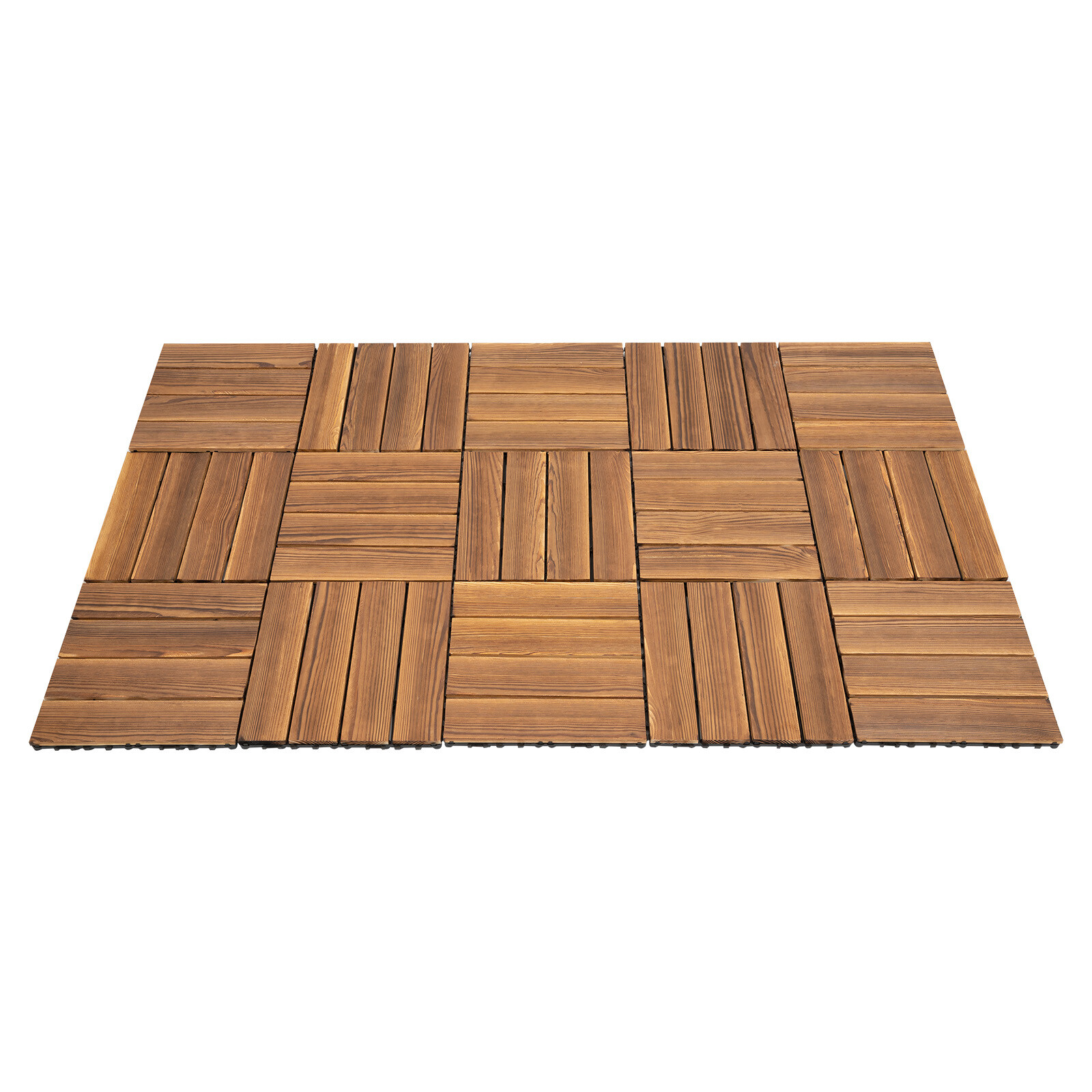 36Pcs 12”x12” Hardwood Interlocking Patio Deck Tiles Wood Flooring DIY Outdoor