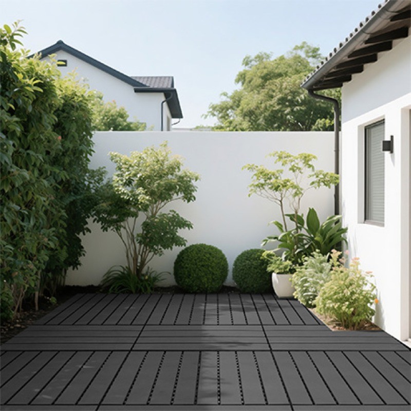 24 pieces of dark gray outdoor terrace deck tiles, DIY interlocking decking
